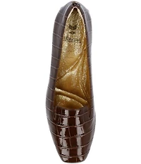J. Renee Mavora Croco Embossed Patent Block Heel Loafer Pumps