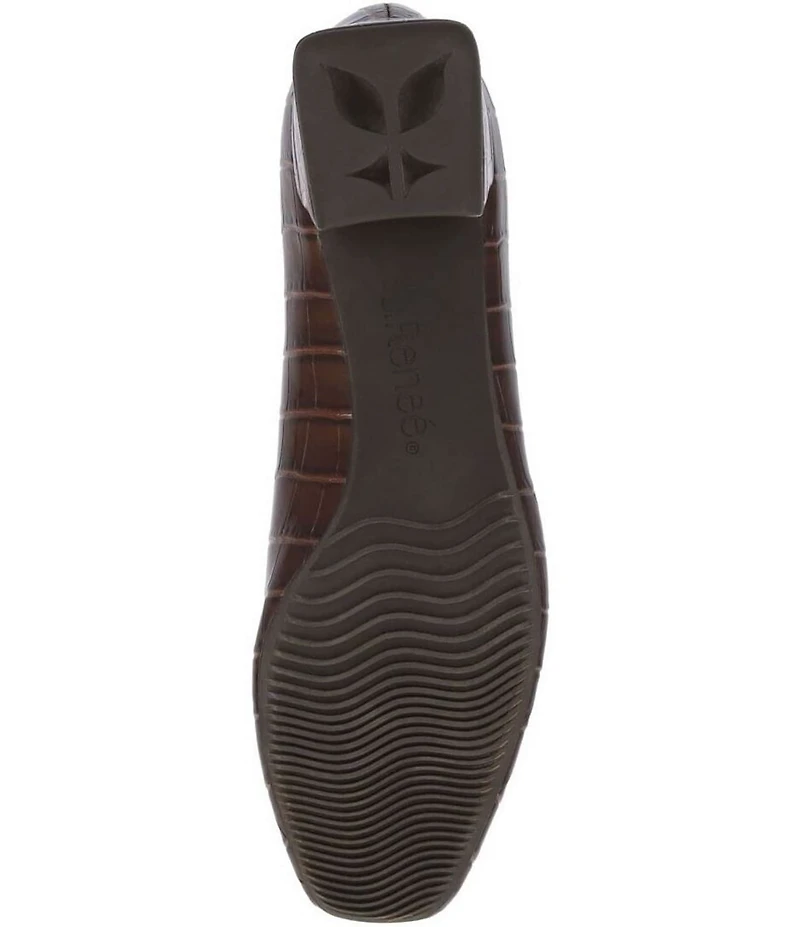 J. Renee Mavora Croco Embossed Patent Block Heel Loafer Pumps