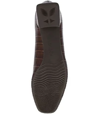 J. Renee Mavora Croco Embossed Patent Block Heel Loafer Pumps