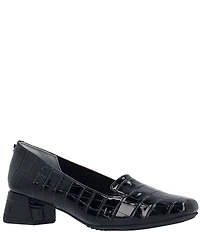 J. Renee Mavora Croco Embossed Patent Block Heel Loafer Pumps