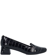 J. Renee Mavora Croco Embossed Patent Block Heel Loafer Pumps
