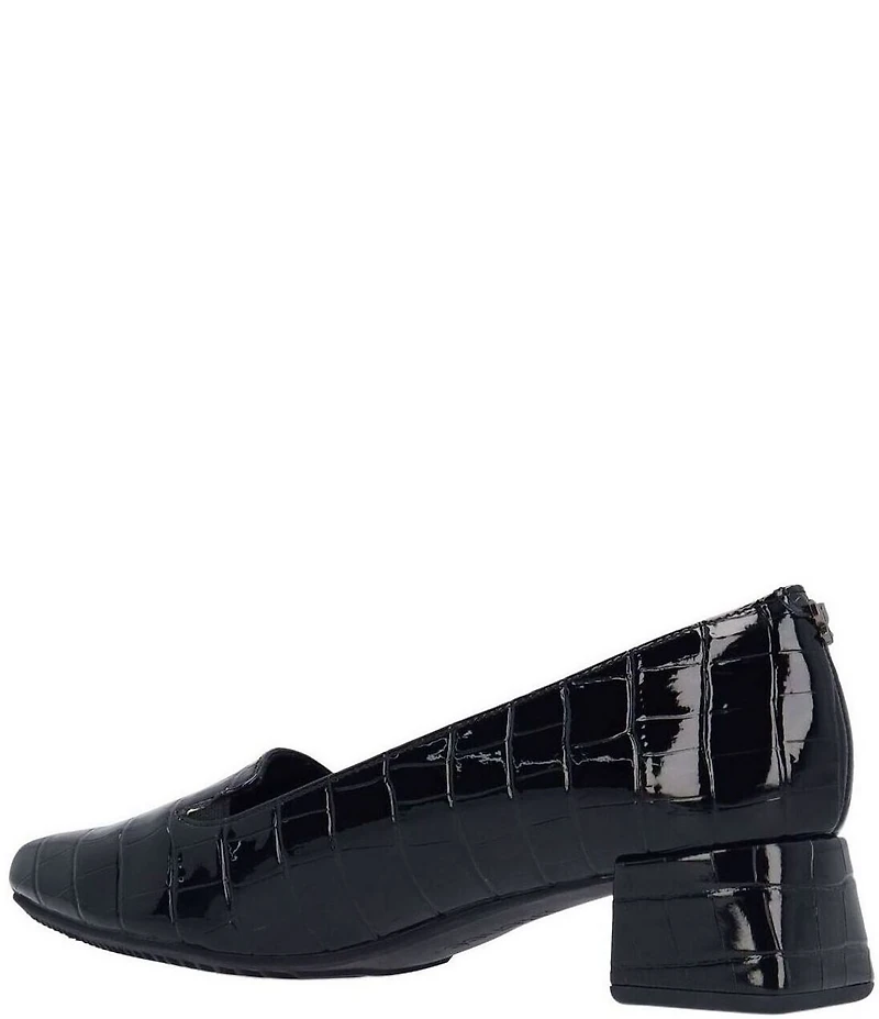 J. Renee Mavora Croco Embossed Patent Block Heel Loafer Pumps