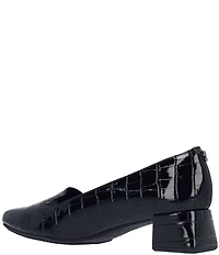 J. Renee Mavora Croco Embossed Patent Block Heel Loafer Pumps
