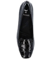 J. Renee Mavora Croco Embossed Patent Block Heel Loafer Pumps