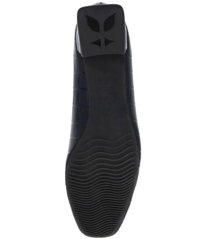 J. Renee Mavora Croco Embossed Patent Block Heel Loafer Pumps