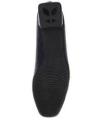 J. Renee Mavora Croco Embossed Patent Block Heel Loafer Pumps