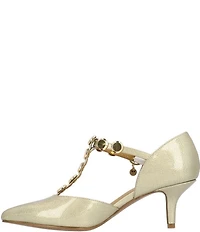 J. Renee Mayven Patent Studded T-Strap Pumps
