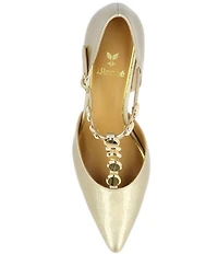 J. Renee Mayven Patent Studded T-Strap Pumps