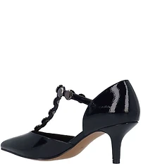 J. Renee Mayven Patent Studded T-Strap Pumps