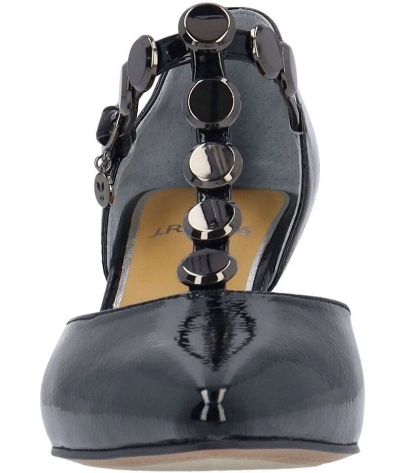 J. Renee Mayven Patent Studded T-Strap Pumps