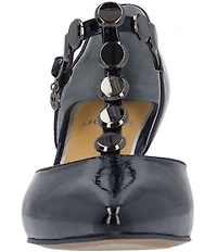 J. Renee Mayven Patent Studded T-Strap Pumps