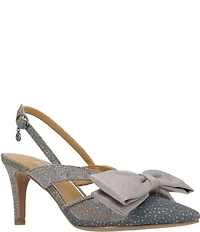 J. Renee Morigen Glitter Dotted Mesh Bow Slingback Pumps