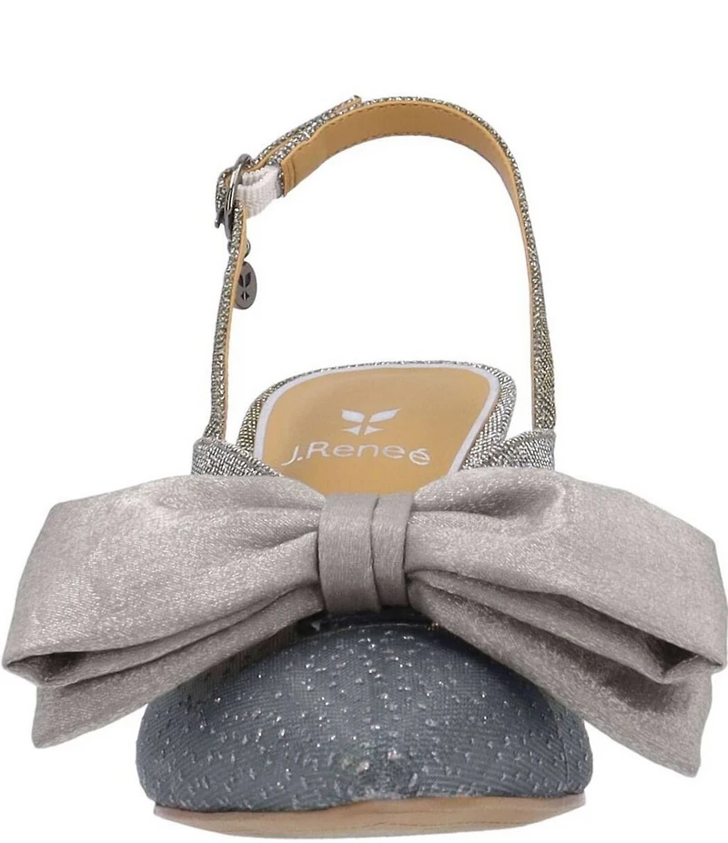 J. Renee Morigen Glitter Dotted Mesh Bow Slingback Pumps