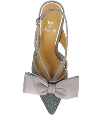 J. Renee Morigen Glitter Dotted Mesh Bow Slingback Pumps