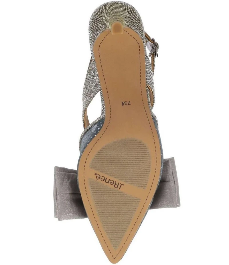 J. Renee Morigen Glitter Dotted Mesh Bow Slingback Pumps
