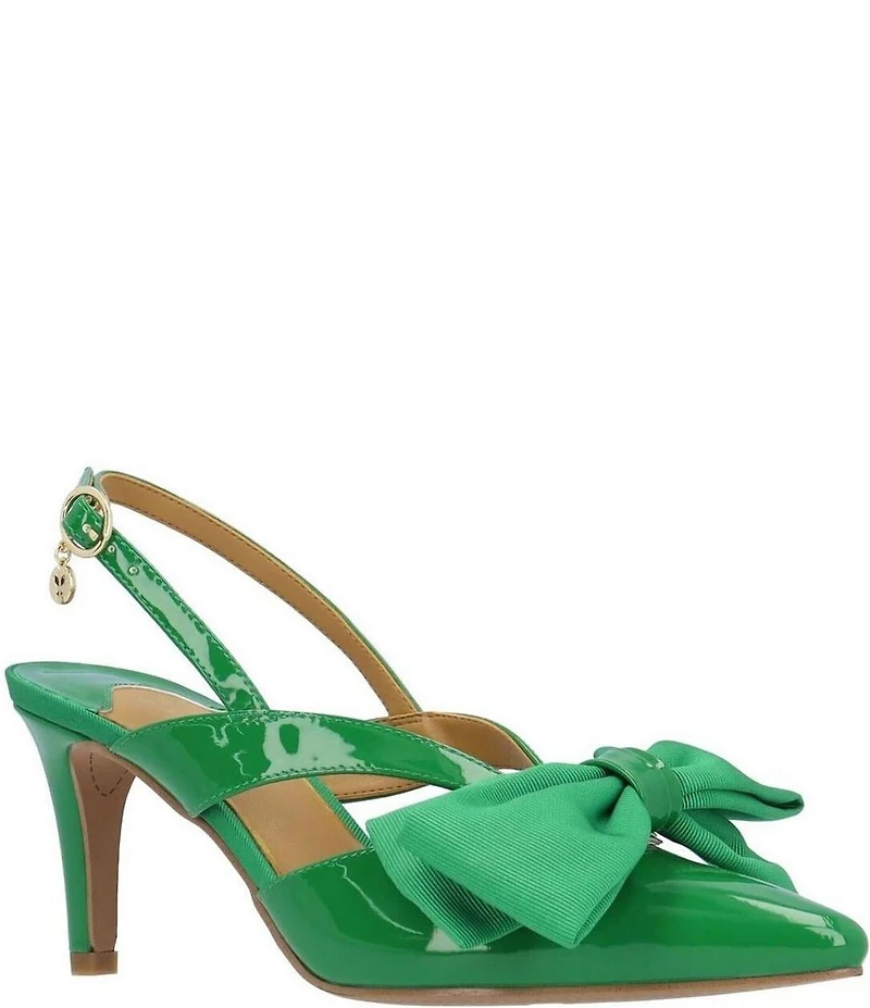 J. Renee Morigen Patent Bow Slingback Pumps