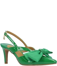 J. Renee Morigen Patent Bow Slingback Pumps