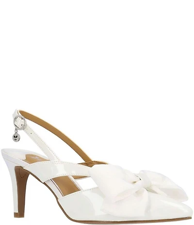 J. Renee Morigen Patent Bow Slingback Pumps