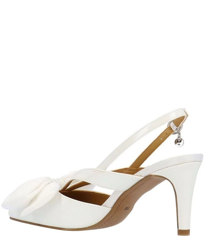 J. Renee Morigen Patent Bow Slingback Pumps