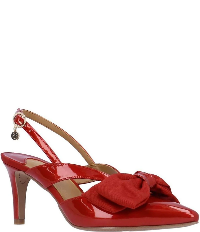 J. Renee Morigen Patent Bow Slingback Pumps