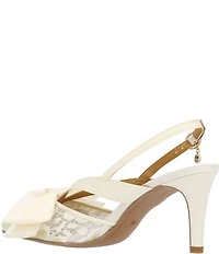 J. Renee Morigen Satin and Lace Bow Slingback Pumps