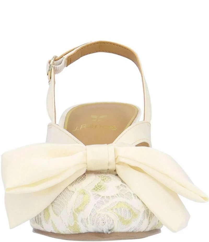 J. Renee Morigen Satin and Lace Bow Slingback Pumps