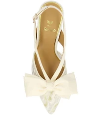 J. Renee Morigen Satin and Lace Bow Slingback Pumps