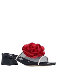 J. Renee Myla Mesh Rose Ornament Polka Dot Block Heel Slide Sandals