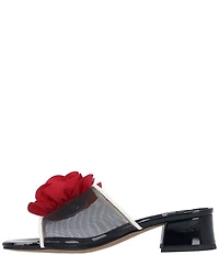 J. Renee Myla Mesh Rose Ornament Polka Dot Block Heel Slide Sandals