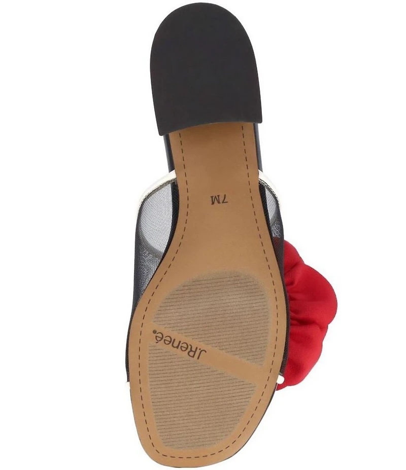 J. Renee Myla Mesh Rose Ornament Polka Dot Block Heel Slide Sandals