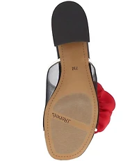 J. Renee Myla Mesh Rose Ornament Polka Dot Block Heel Slide Sandals