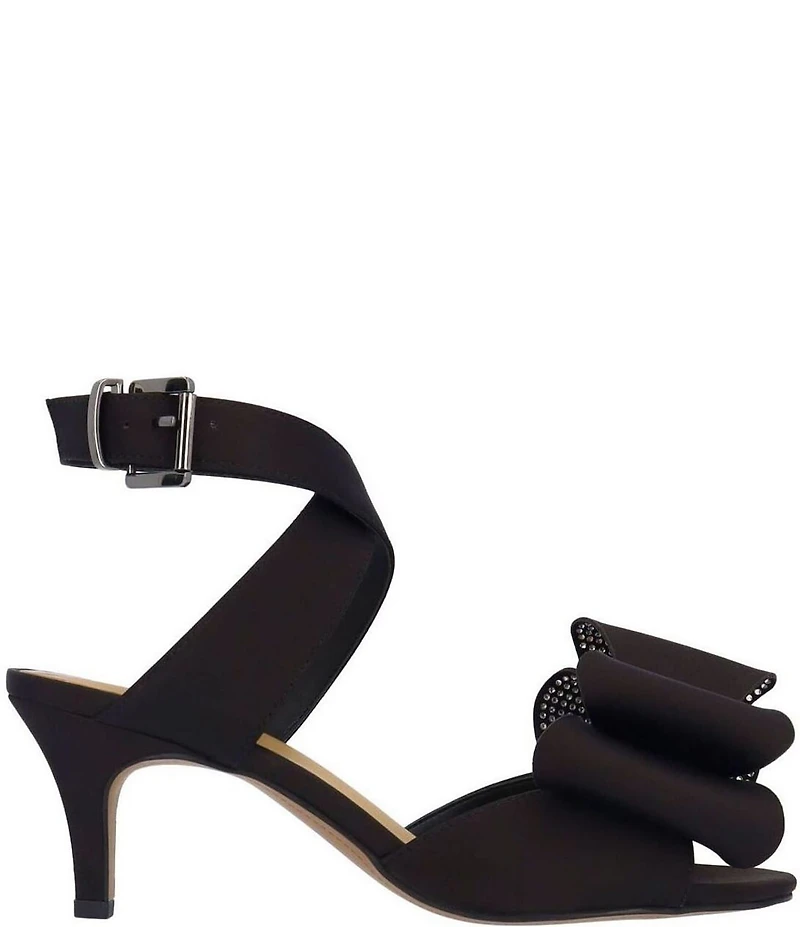 J. Renee Nerelle Satin Ankle Wrap Embellished Bow Dress Sandals