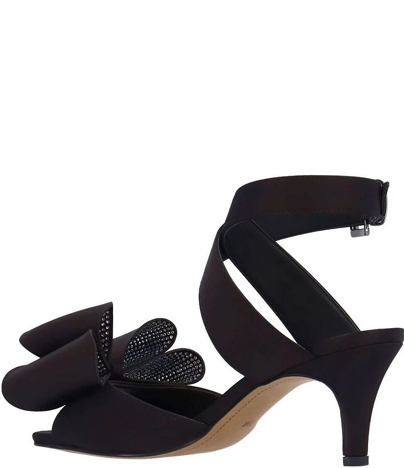 J. Renee Nerelle Satin Ankle Wrap Embellished Bow Dress Sandals