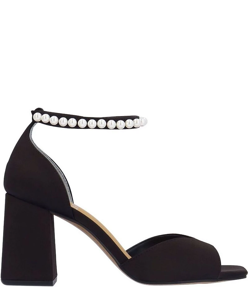 J. Renee Nerida Satin Pearl Ankle Wrap Dress Sandals