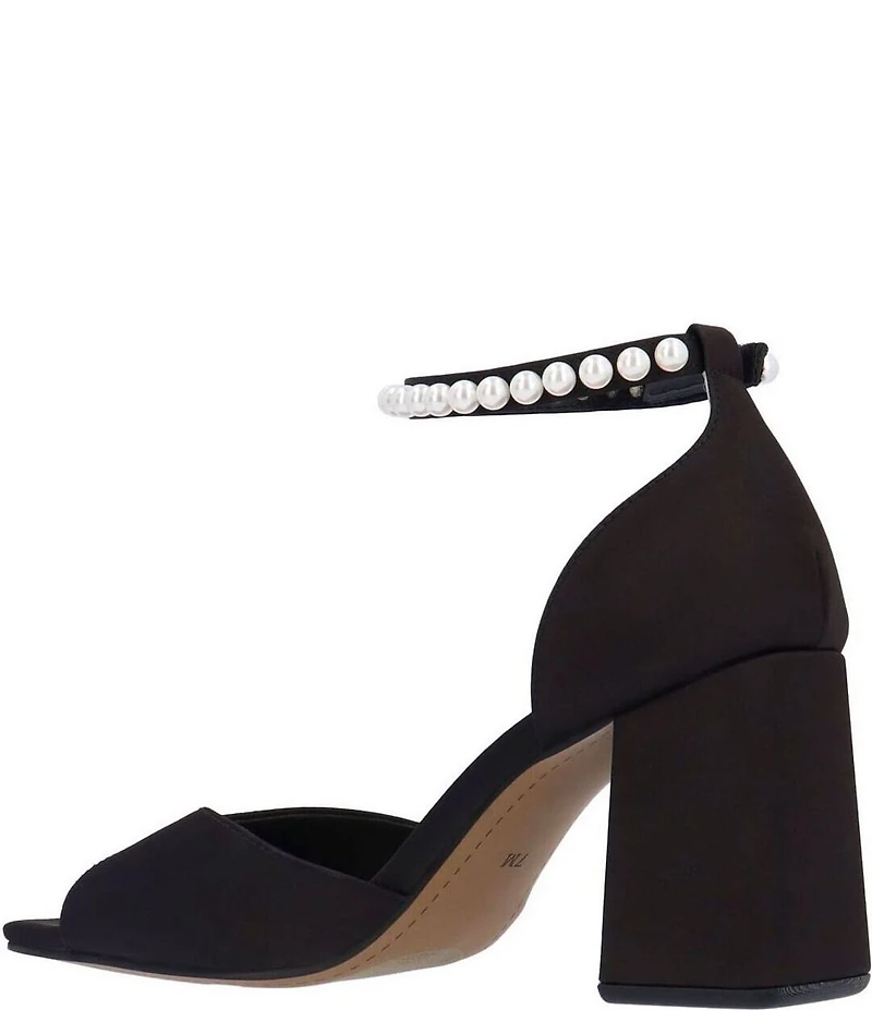 J. Renee Nerida Satin Pearl Ankle Wrap Dress Sandals