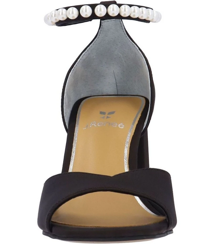J. Renee Nerida Satin Pearl Ankle Wrap Dress Sandals