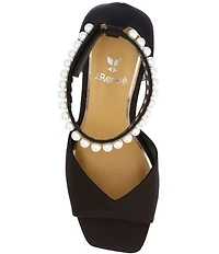 J. Renee Nerida Satin Pearl Ankle Wrap Dress Sandals