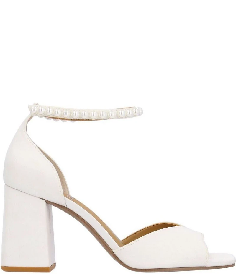 J. Renee Nerida Satin Pearl Ankle Wrap Dress Sandals