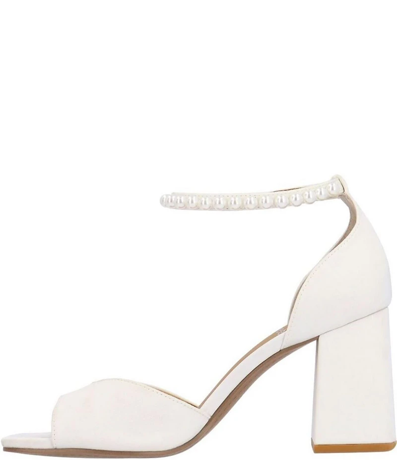 J. Renee Nerida Satin Pearl Ankle Wrap Dress Sandals