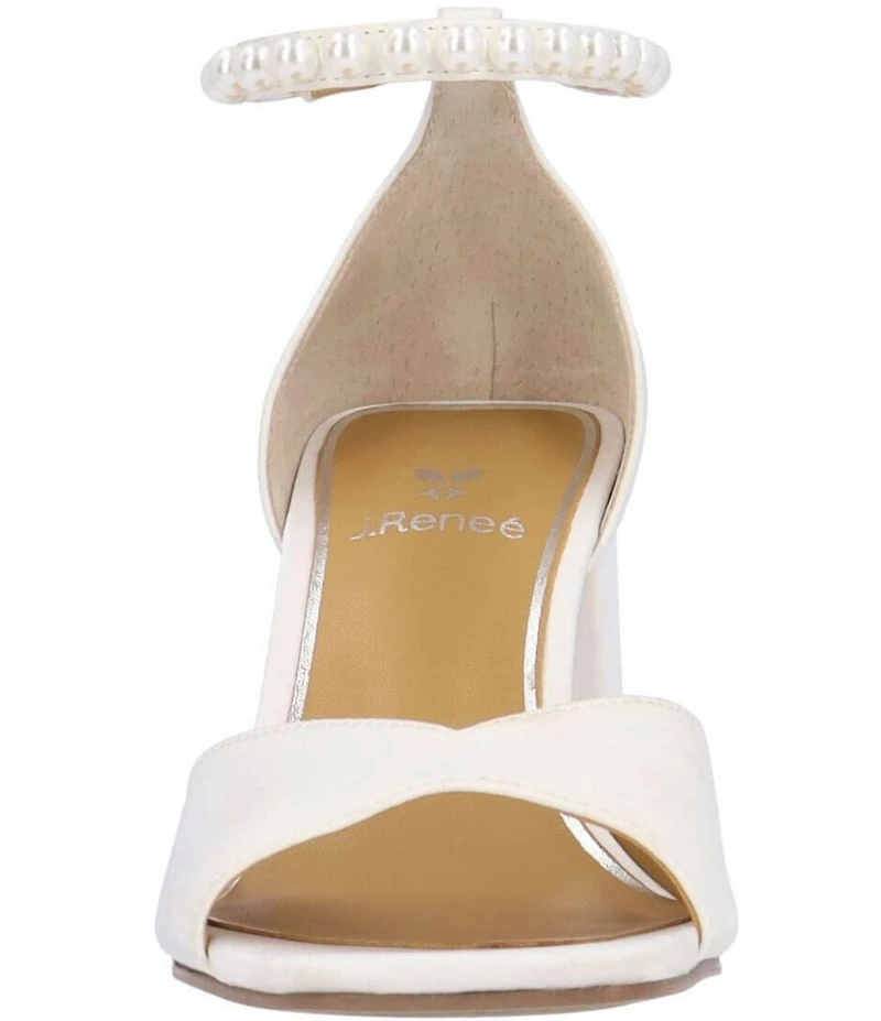 J. Renee Nerida Satin Pearl Ankle Wrap Dress Sandals