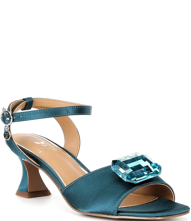 J. Renee Nickee Satin Jewel Ornament Ankle Strap Dress Sandals