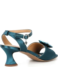 J. Renee Nickee Satin Jewel Ornament Ankle Strap Dress Sandals
