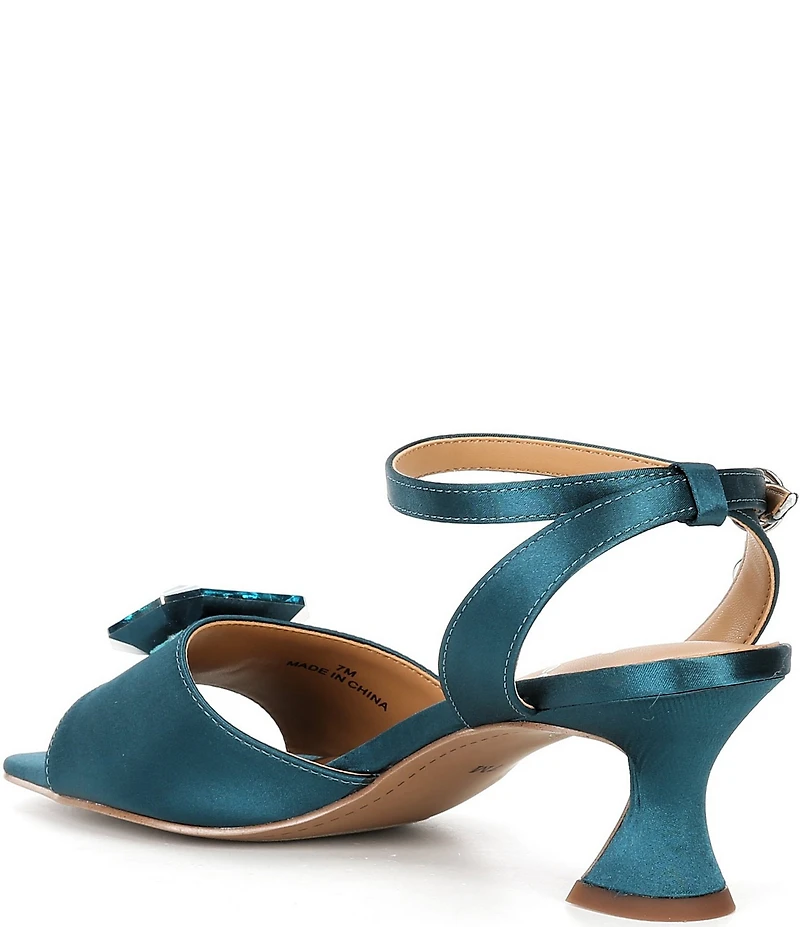 J. Renee Nickee Satin Jewel Ornament Ankle Strap Dress Sandals