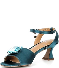 J. Renee Nickee Satin Jewel Ornament Ankle Strap Dress Sandals