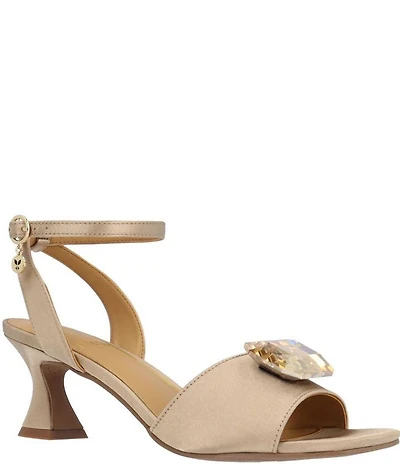 J. Renee Nickee Satin Jewel Ornament Ankle Strap Dress Sandals