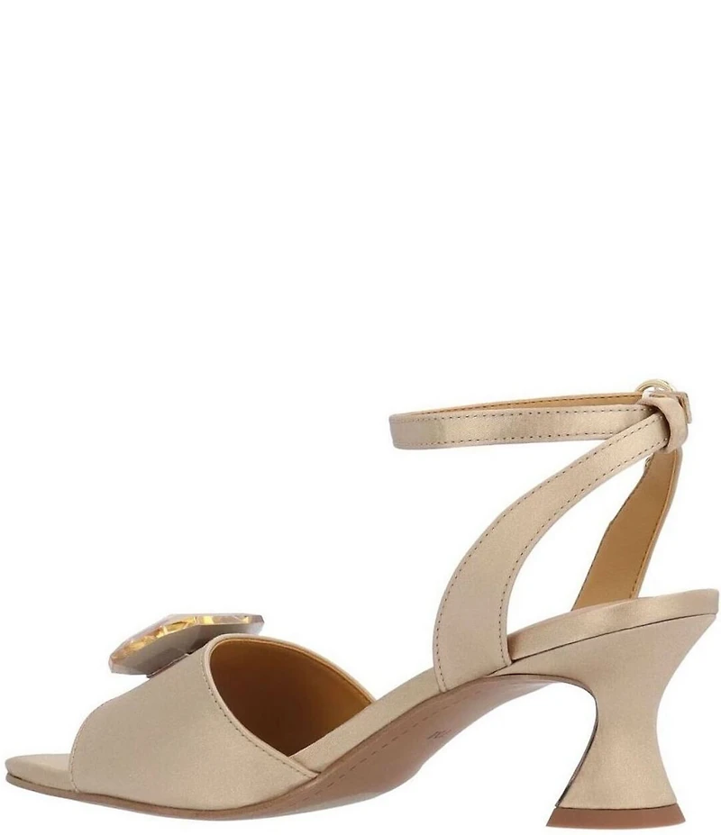 J. Renee Nickee Satin Jewel Ornament Ankle Strap Dress Sandals