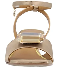 J. Renee Nickee Satin Jewel Ornament Ankle Strap Dress Sandals