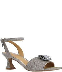 J. Renee Nickee Shimmer Jewel Ornament Ankle Strap Dress Sandals
