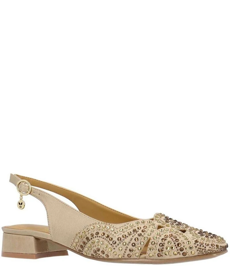 J. Renee Nicolette Fabric Rhinestone Slingback Pumps