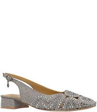J. Renee Nicolette Shimmer Fabric Rhinestone Slingback Pumps